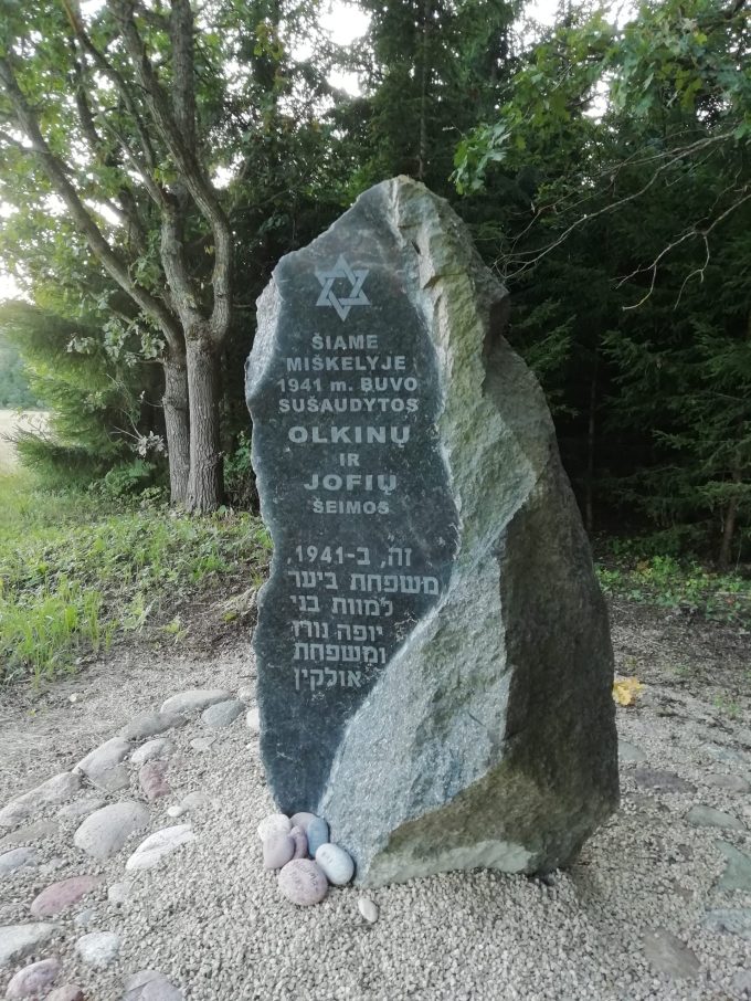 The place where the Jewish families Olkinai and Jofiai were shot